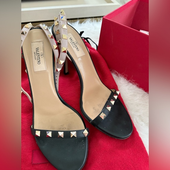 Valentino Rockstud open toe high black/nude 7.5 - Picture 1 of 9